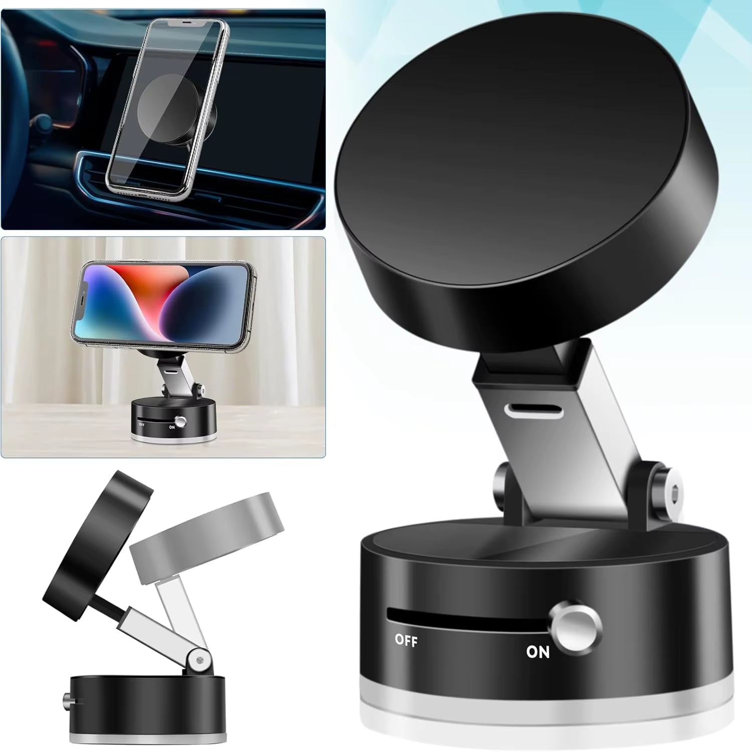 MagnaGrip™ Mini Foldable Magnetic Phone Stand – Stick, Flip, Hold Anywhere